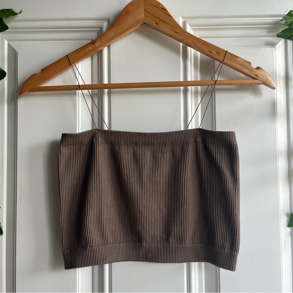 mono b brown ribbed tube top